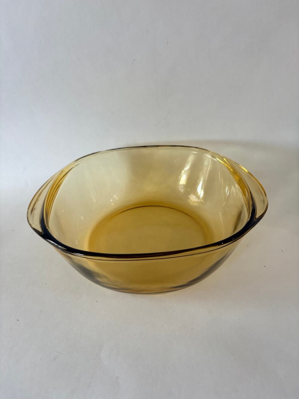 Vintage Dynaware Pyrorey 66 Amber Glass Casserole Baking Dish 8” Ovenware